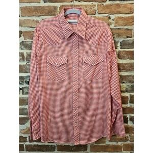 Jason by Fantasia Shirt  Mens L Western Pearl Snap Button Up Red Plaid USA VTG